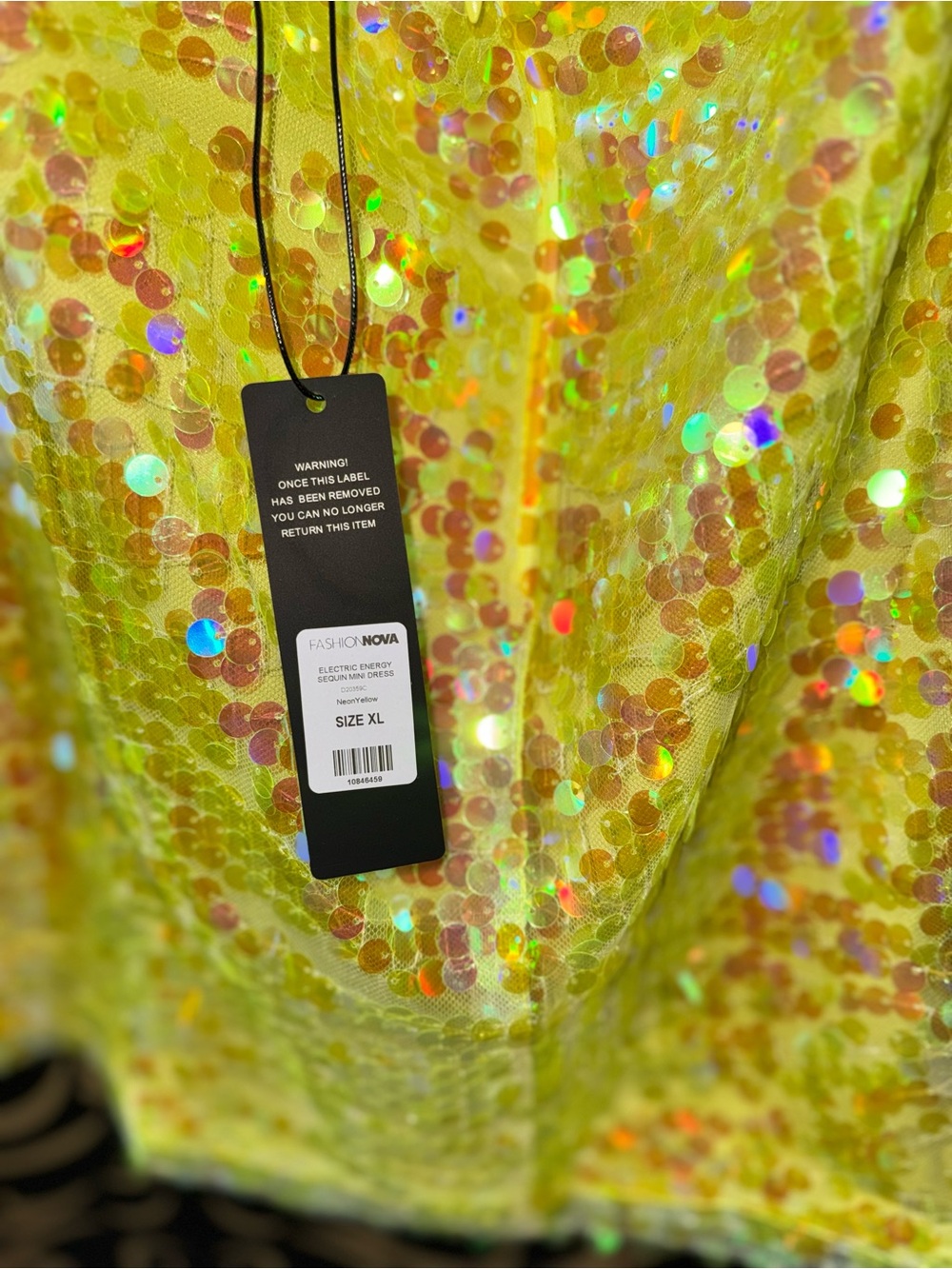 Fashion Nova Neon Yellow Sequin Dress - Picture 8 of 8